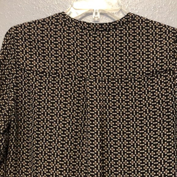Pleione blouse Women's Small S long sleeve black brown abstract shirt top EUC - Picture 11 of 11